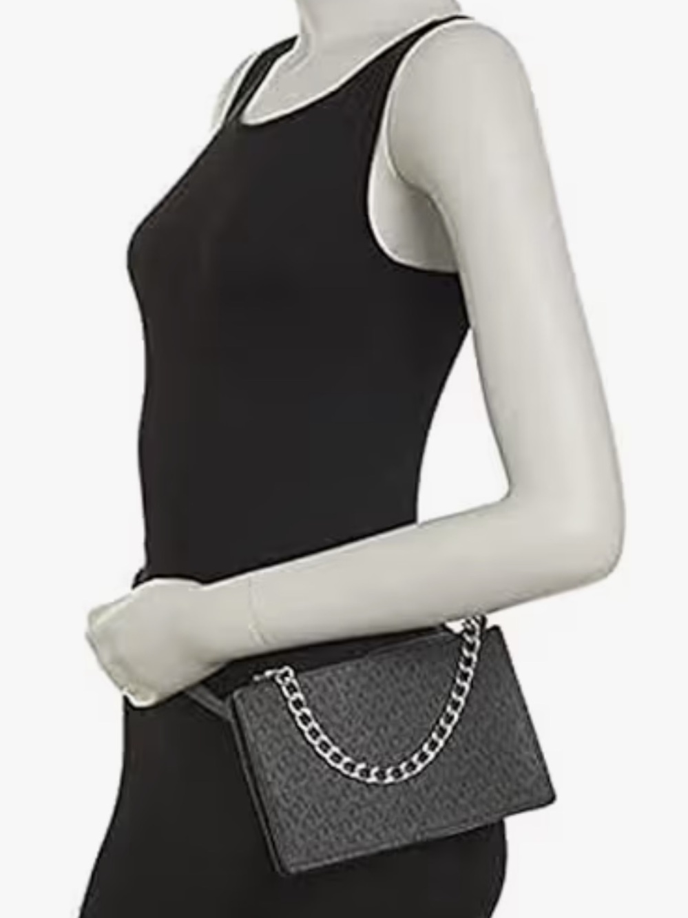 Michael Kors MK Fanny Pack Belt With Pull Chain, Black/Gray